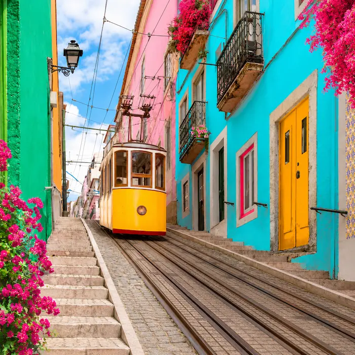 Paisagem portuguesa com costa atlântica, miradouro e luz dourada